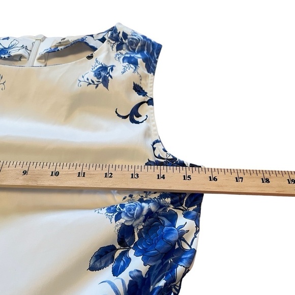 1861 Blue and White Floral Circle Skirt Dress - size Small - Zipper/Tie Back - Picture 7 of 13